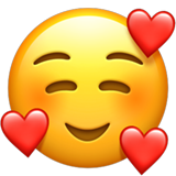 Lachend gezicht met lachende ogen en 3 hartjes