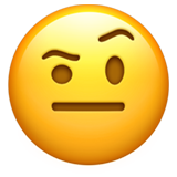 Smiley met opgetrokken wenkbrauw