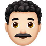 man: lichte huidskleur, krullend haar