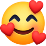 Lachend gezicht met hartjes - Facebook