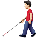 man met taststok: lichte huidskleur