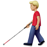 man met taststok: lichtgetinte huidskleur