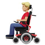 man in elektrische rolstoel: lichtgetinte huidskleur