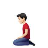 knielende man: lichte huidskleur