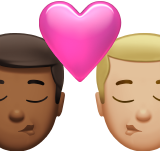 kus: man, man, donkergetinte huidskleur, lichtgetinte huidskleur