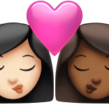 kus: vrouw, vrouw, lichte huidskleur, donkergetinte huidskleur
