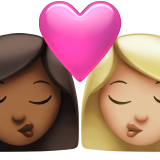 kus: vrouw, vrouw, donkergetinte huidskleur, lichtgetinte huidskleur