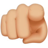 wijsvinger die naar de kijker wijst: lichtgetinte huidskleur