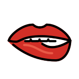 Mond die op lip bijt - OpenMoji