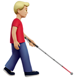 man met taststok: lichtgetinte huidskleur, naar rechts gericht