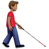 man met taststok: getinte huidskleur, naar rechts gericht