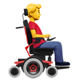 man in elektrische rolstoel: naar rechts gericht