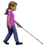 vrouw met taststok: getinte huidskleur, naar rechts gericht