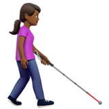 vrouw met taststok: donkergetinte huidskleur, naar rechts gericht