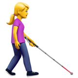 vrouw met taststok: naar rechts gericht