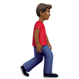 wandelende man: donkergetinte huidskleur, naar rechts gericht