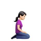 knielende vrouw: lichte huidskleur, naar rechts gericht