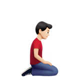 knielende man: lichte huidskleur, naar rechts gericht