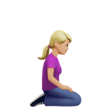 knielende vrouw: lichtgetinte huidskleur, naar rechts gericht