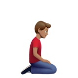 knielende man: getinte huidskleur, naar rechts gericht