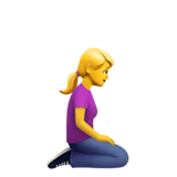 knielende vrouw: naar rechts gericht