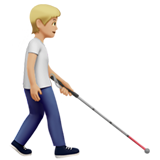 persoon met taststok: lichtgetinte huidskleur, naar rechts gericht