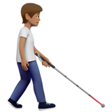 persoon met taststok: getinte huidskleur, naar rechts gericht