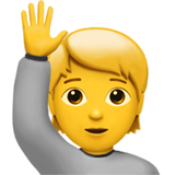 Persoon heft hand op emoji