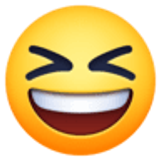 Grijnzend gezicht met stijf dichtgeknepen ogen - Facebook