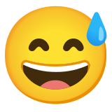 Grijnzend gezicht met zweetdruppels - Noto Color Emoji