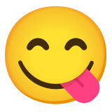 Lachend gezicht dat lippen likt - Noto Color Emoji
