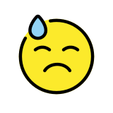 Neerslachtig gezicht met zweetdruppel - OpenMoji
