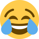 Gezicht met tranen van vreugde - Twitter / X