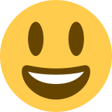 Grijnzend gezicht met grote ogen - Twitter / X