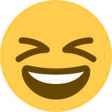 Grijnzend gezicht met stijf dichtgeknepen ogen - Twitter / X