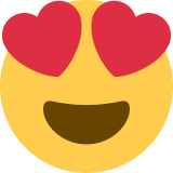 Lachend gezicht met hartvormige ogen - Twitter / X