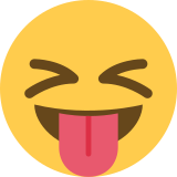 Gezicht met uitgestoken tong en dichtgeknepen ogen - Twitter / X
