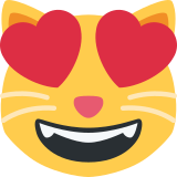 Lachende kat met hartvormige ogen - Twitter / X