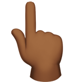 achterkant van hand met omhoog wijzende wijsvinger: donkergetinte huidskleur