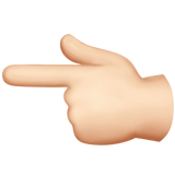 achterkant van hand met naar links wijzende wijsvinger: lichte huidskleur