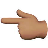 achterkant van hand met naar links wijzende wijsvinger: getinte huidskleur