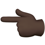 achterkant van hand met naar links wijzende wijsvinger: donkere huidskleur