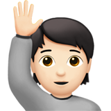 persoon met opgeheven hand: lichte huidskleur