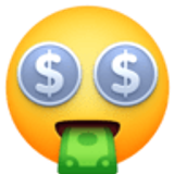 Gezicht met geld in de mond - Facebook