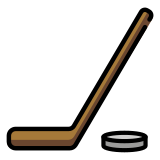 Ijshockeystick en puck - OpenMoji