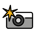 Camera met flitser - OpenMoji
