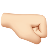 naar rechts gerichte vuist: lichte huidskleur