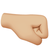 naar rechts gerichte vuist: lichtgetinte huidskleur