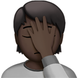 persoon die het gezicht met de hand bedekt: donkere huidskleur