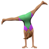 vrouw die een radslag doet: getinte huidskleur